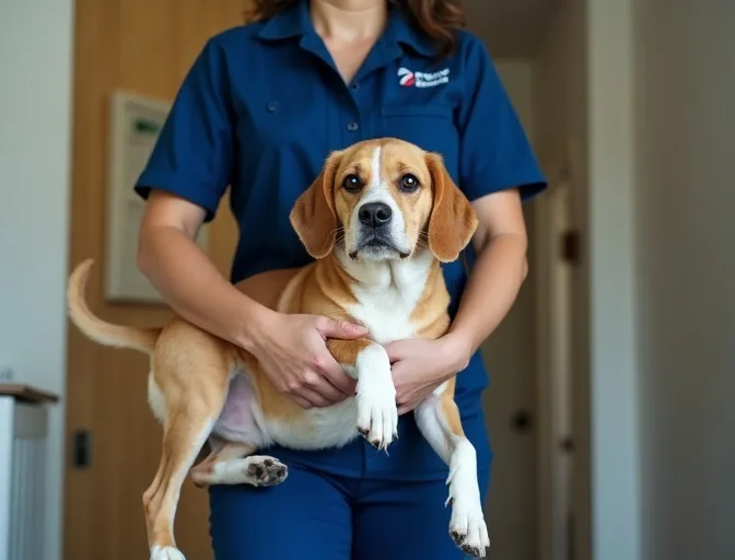Technician respectfully transporting a deceased dog in Eaglemont